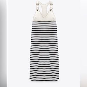 Zara Stripe Pinafore Midi Dress